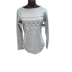 NWT Eddie Bauer Gray Pullover Top Women’s Cotton Blend Long Sleeve Size S